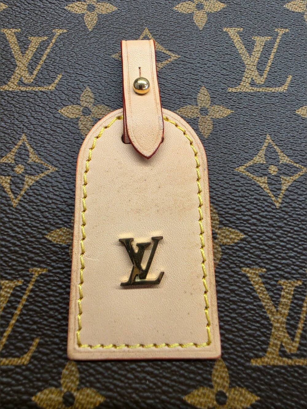 Louis Vuitton Beige and Gold Monogram Name Tag